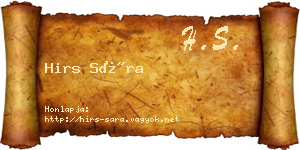 Hirs Sára névjegykártya